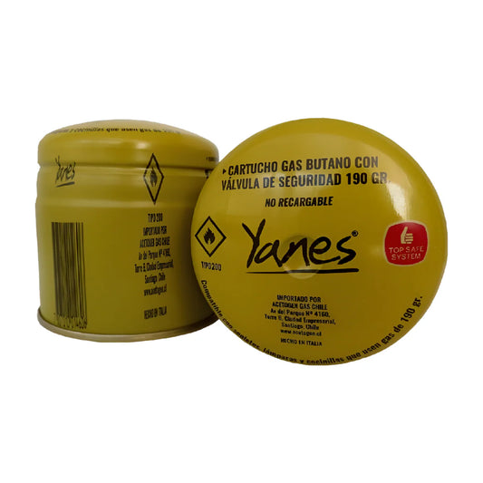 CARTUCHO GAS BUTANO C/VALVULA 190 GRS YANES